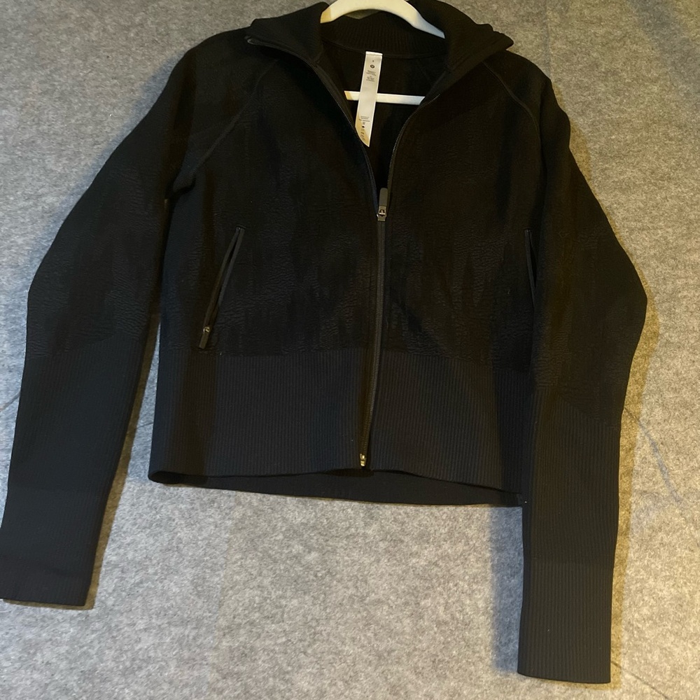 Lululemon‎ Engineered Warmth Jacket Black Wool Blend Full Zip Size 8